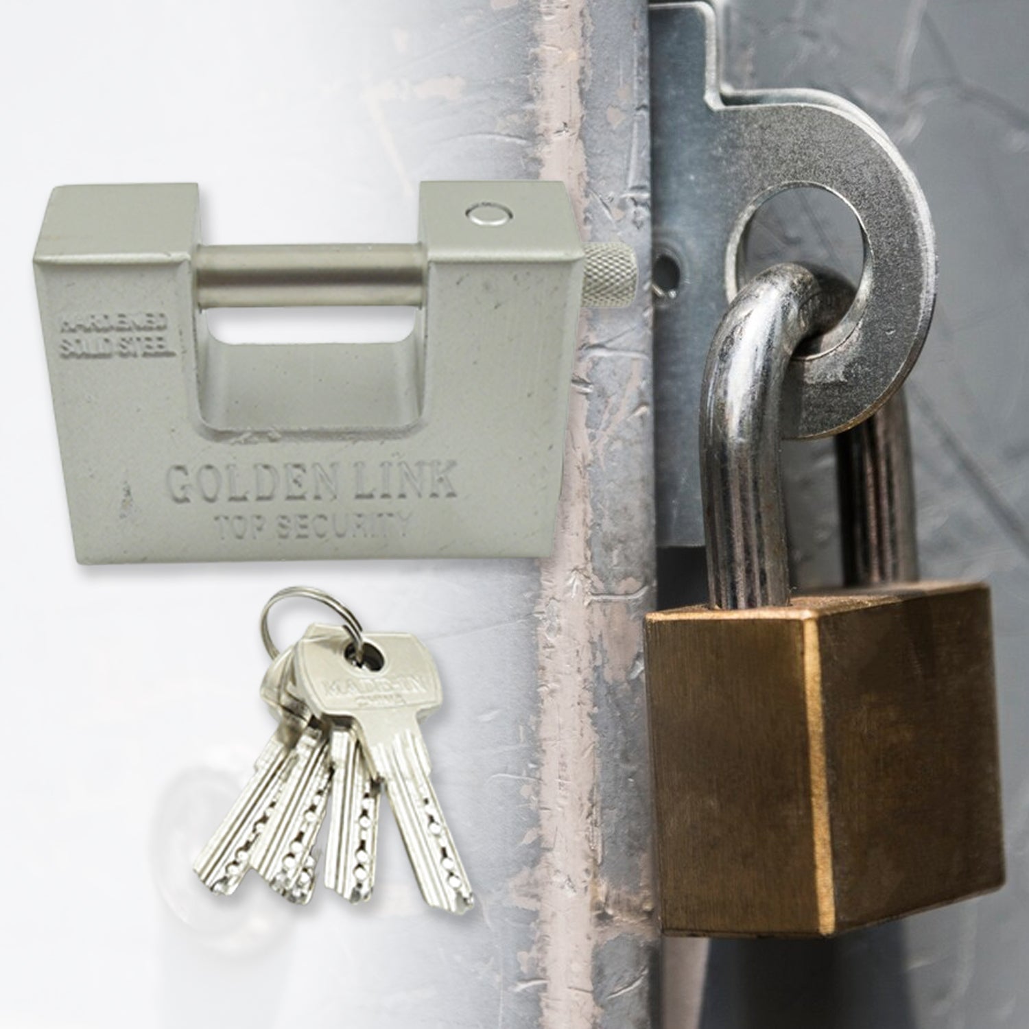 94mm Stainless Steel Padlock: Rectangular, Hardened Steel, 5 Keys Your Brand