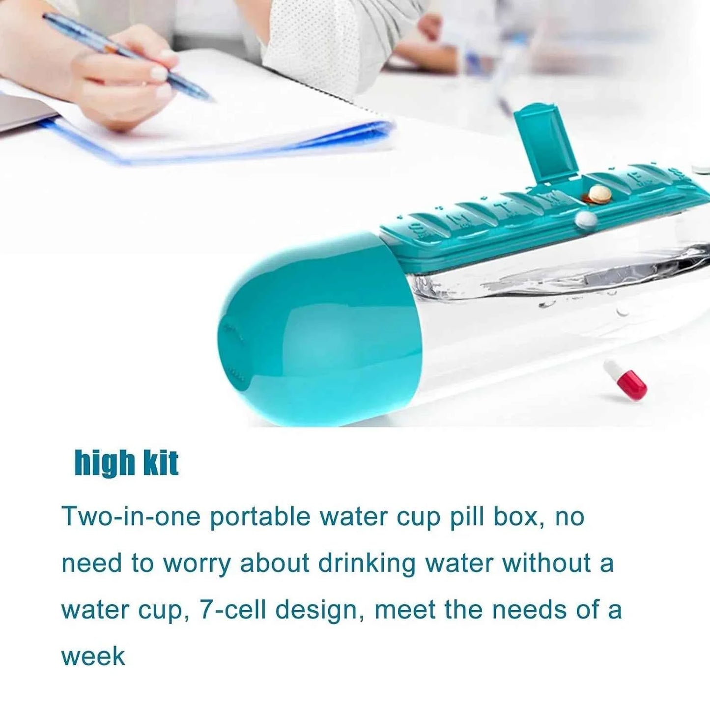 Daily Baby Care 2-in-1 Pill & Vitamin Organizer Water Bottle 600ml – BPA-Free Travel Bottle