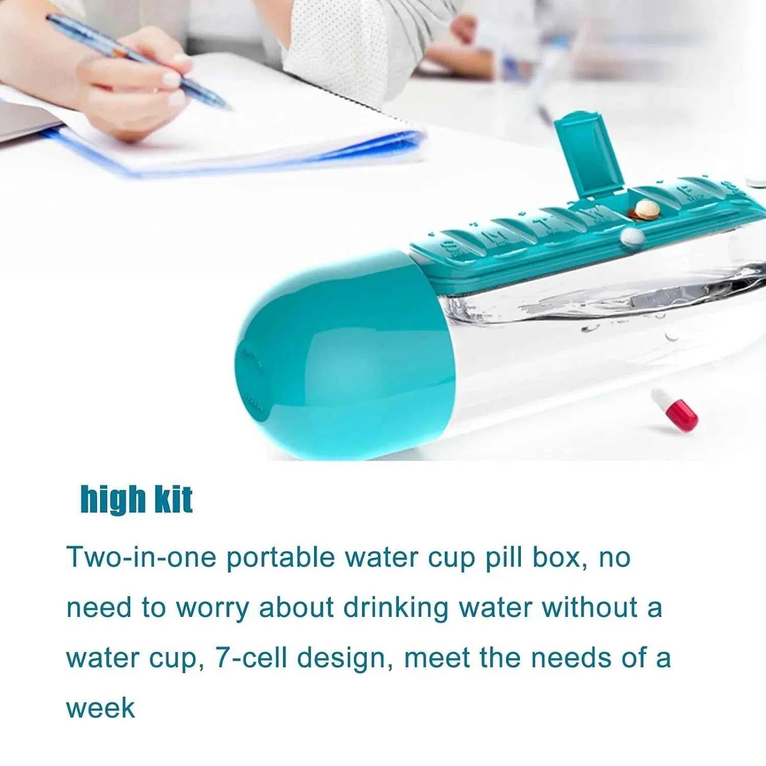 Daily Baby Care 2-in-1 Pill & Vitamin Organizer Water Bottle 600ml – BPA-Free Travel Bottle