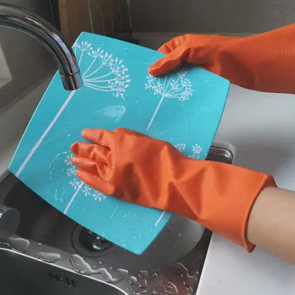 Multipurpose Rubber Reusable Cleaning Gloves, Reusable Rubber Hand Gloves I Latex Safety Gloves I for Washing I Cleaning Kitchen I Gardening I Sanitation I Wet and Dry Use Orange Gloves (1 Pair 40 Gm) Your Brand