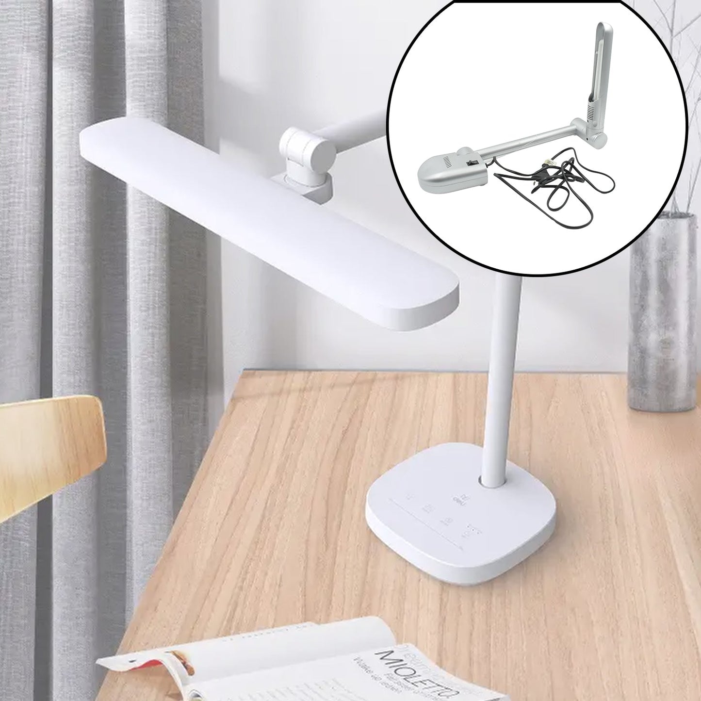 Multifunctional LED Desk Lamp Dimmable Office Lamp Children’s Student Desk Lamp Reading Lamp  White Eye-Caring Desk Light, Energy Saving Desk Lamp Table Lamp - Study Desk Lamp (1 Pc) Your Brand