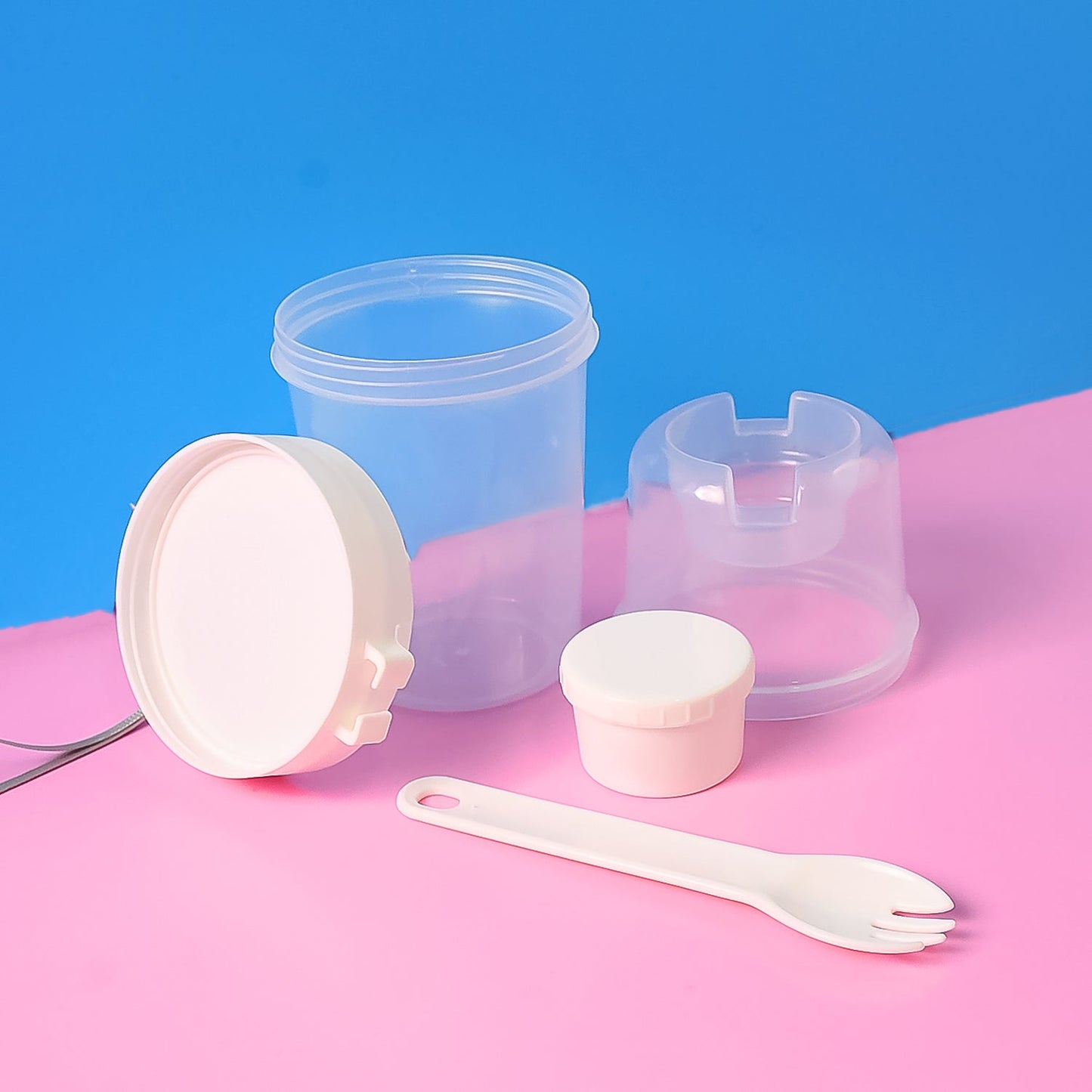 2-Piece Salad Cup Lunch Container with Dressing Storage and Reusable Fork Your Brand