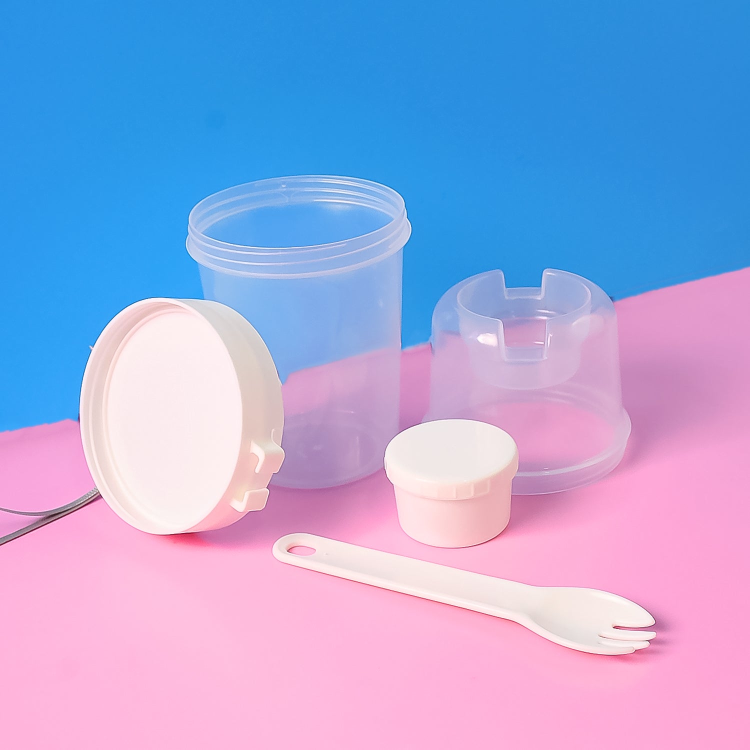 2-Piece Salad Cup Lunch Container with Dressing Storage and Reusable Fork Your Brand