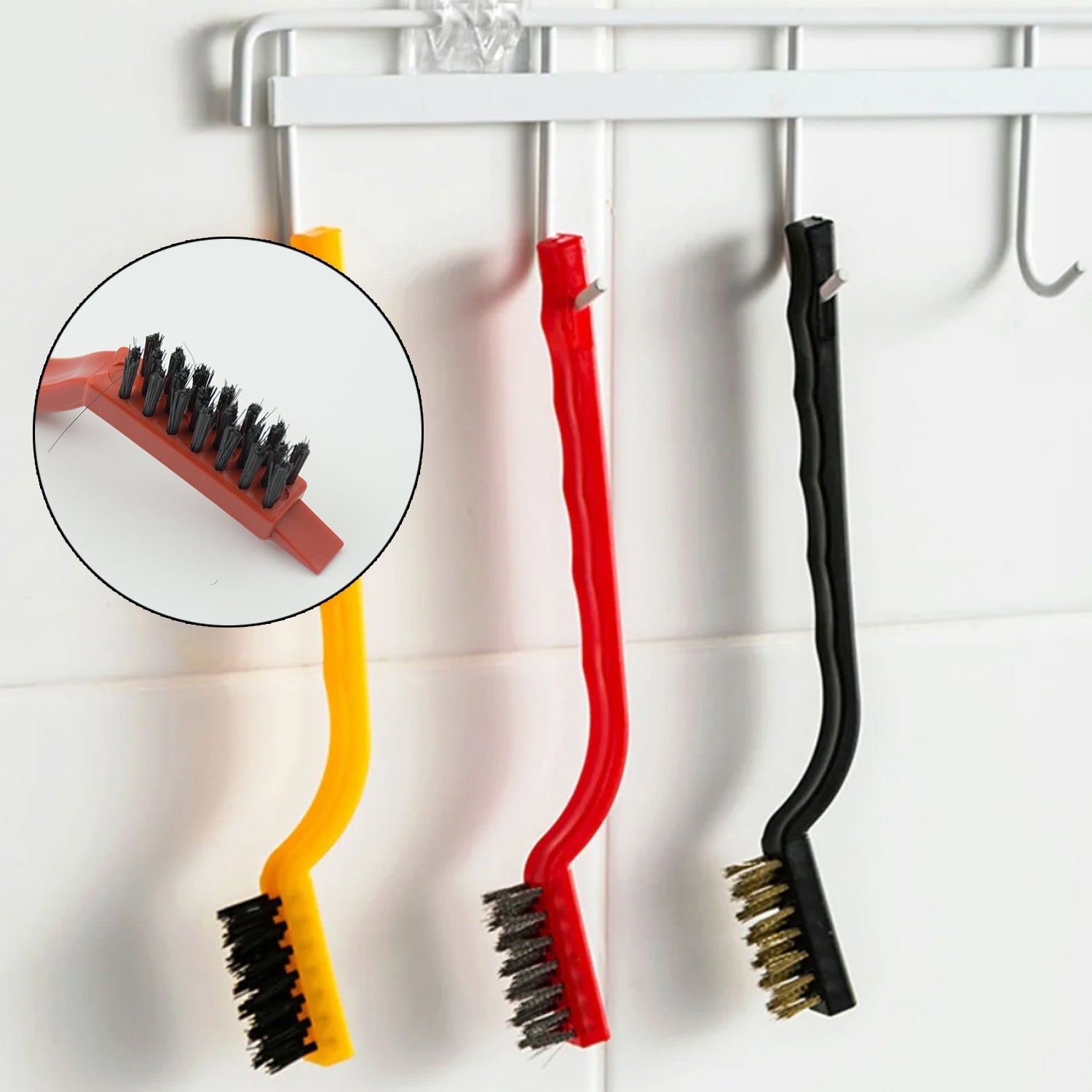 Mini Wire Brush Set - Brass, Nylon, Steel for Cleaning & Rust Removal (3 Pcs Set) Your Brand
