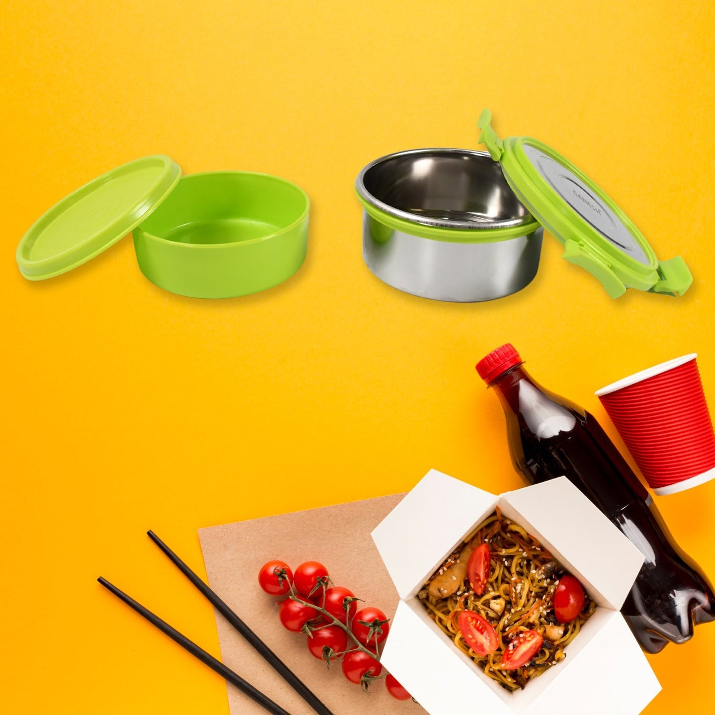 Stainless Steel Tiffin Lunch Box Container / Dabba with 4 Side Clip Lock Lid for Office & School Use/ Food Grade / Air Tight / Easy to Carry / Leak Proof Your Brand