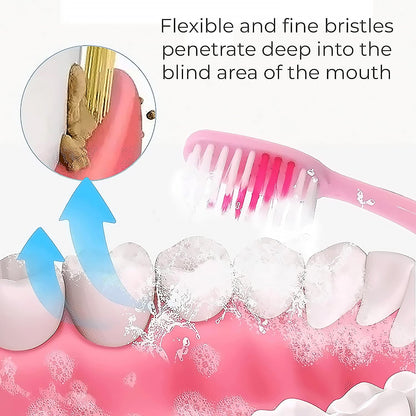 2-in-1 Tooth Brush with Tongue Scraper, Soft Bristle & Long Handle (8Pcs) Soft Toothbrush Your Brand