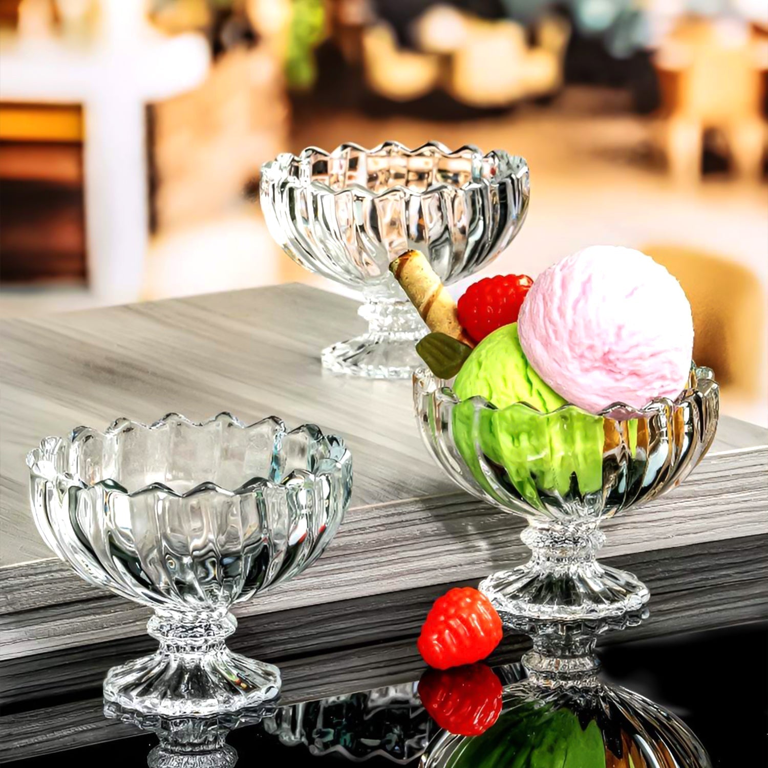 Glass Ice Cream Bowls Glass Dessert Cups for Sundae (6 pcs / 120ml) Your Brand