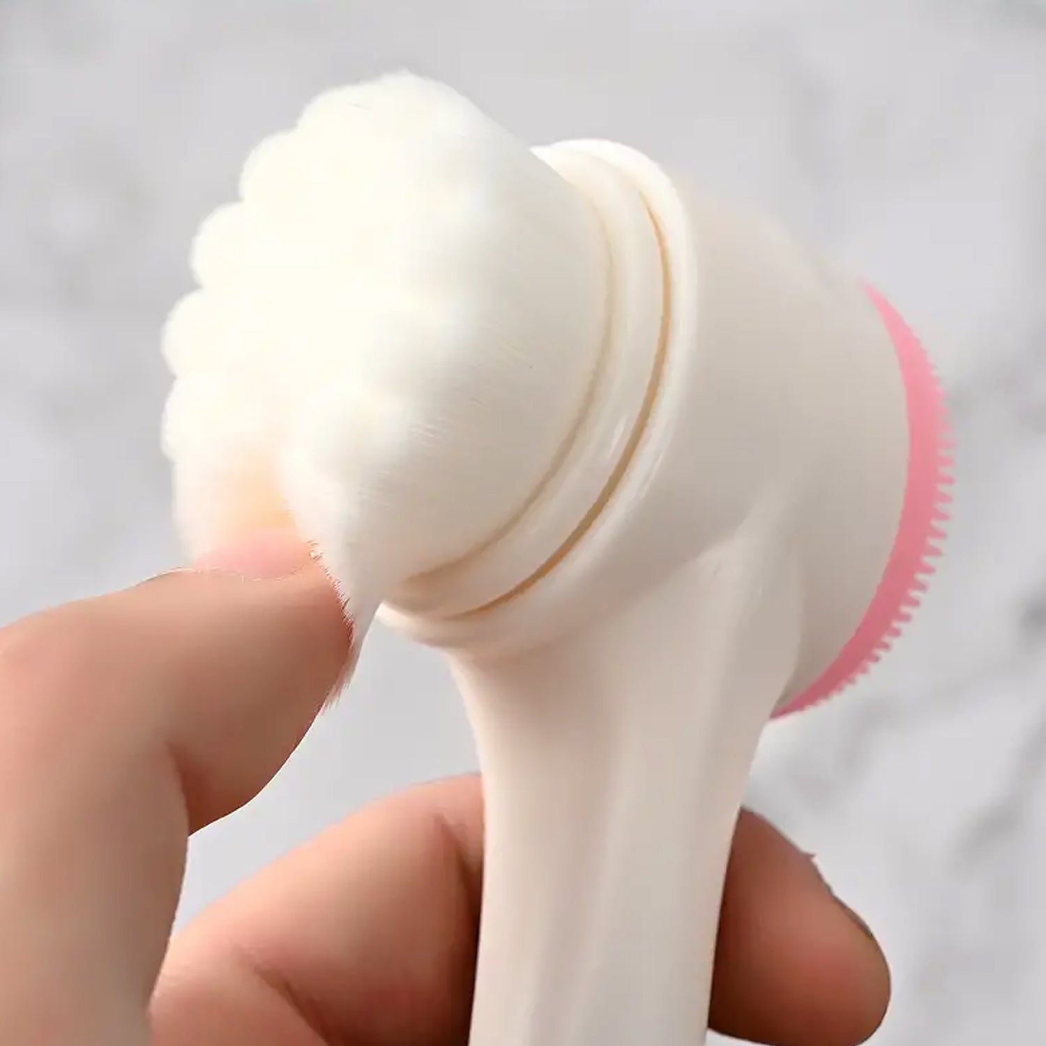 2 in 1 Facial Brush Cleansing | Manual Face Scrubber | Silicone Double-Sided Face Wash Brush for Sensitive, Delicate, Dry Skin (1 Pc) Your Brand