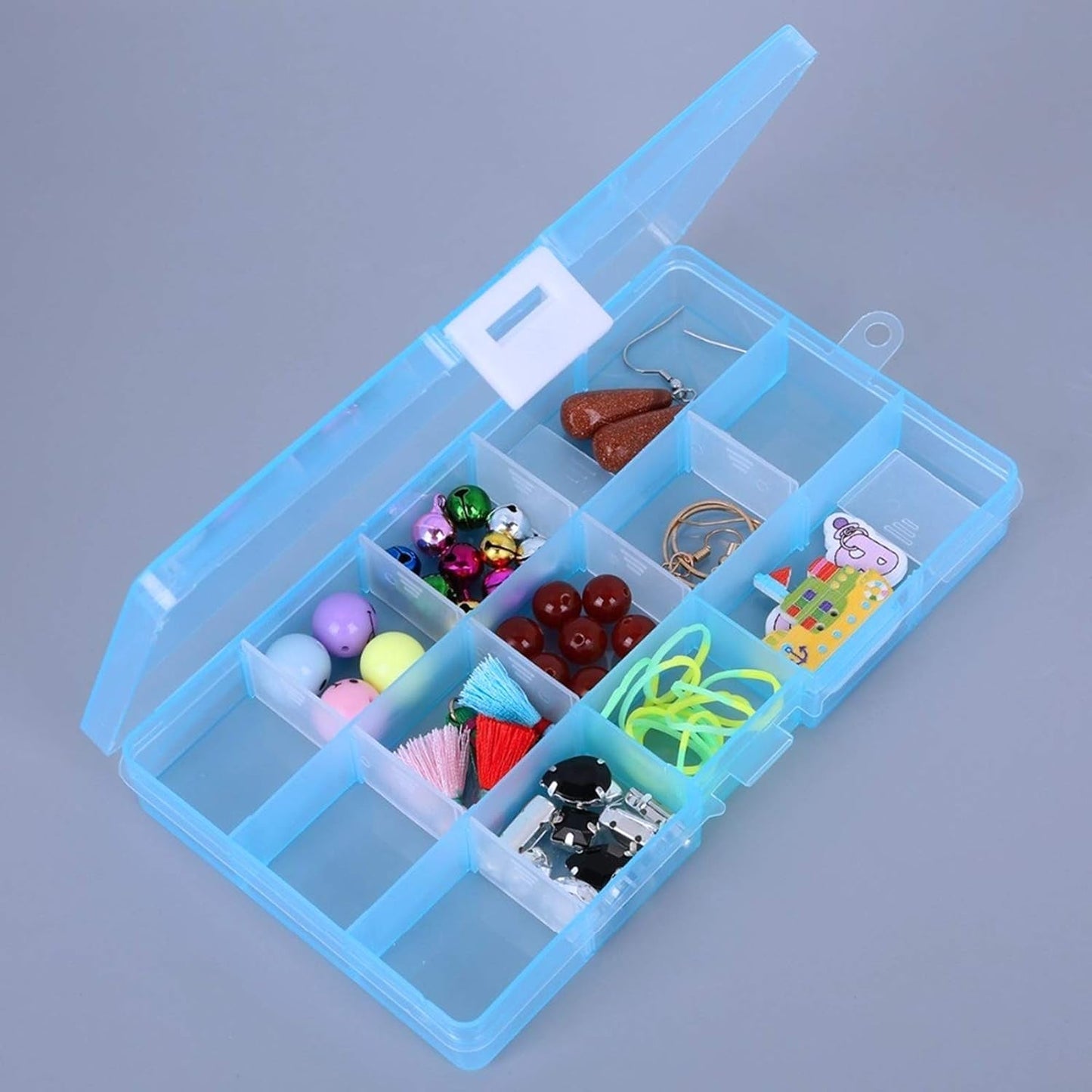 15-Grid Clear Plastic Jewelry Organizer Box with Dividers (1 Pc) Your Brand