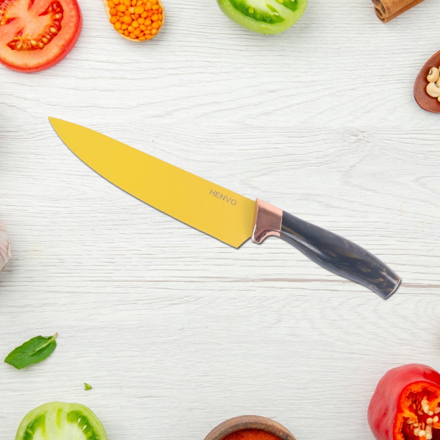 6 Pcs Professional Kitchen Knife Set with Chef Knives, Cleaver, Peeler & Scissors Your Brand
