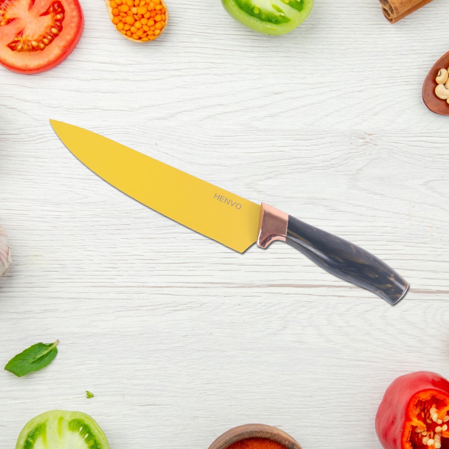 6 Pcs Professional Kitchen Knife Set with Chef Knives, Cleaver, Peeler & Scissors Your Brand