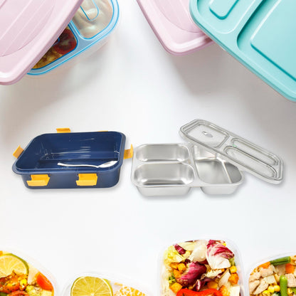 3 Compartment Transparent Stainless Steel Lunch Box for Kids Your Brand