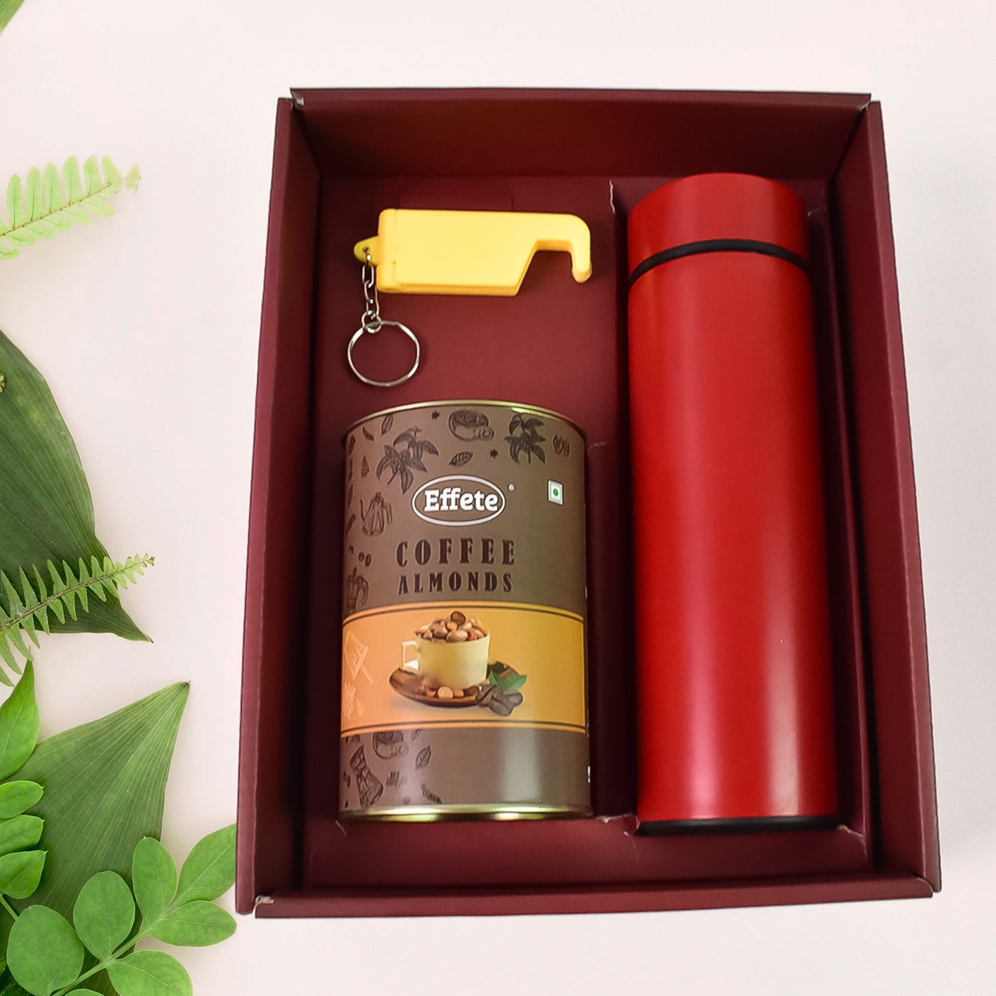 Personalized Temperature Water Bottle, 2in1 Keychain Coffe Chocolate (With Attractive Peacock Box / 3 Pc Set / Mix Color Bottle) Your Brand