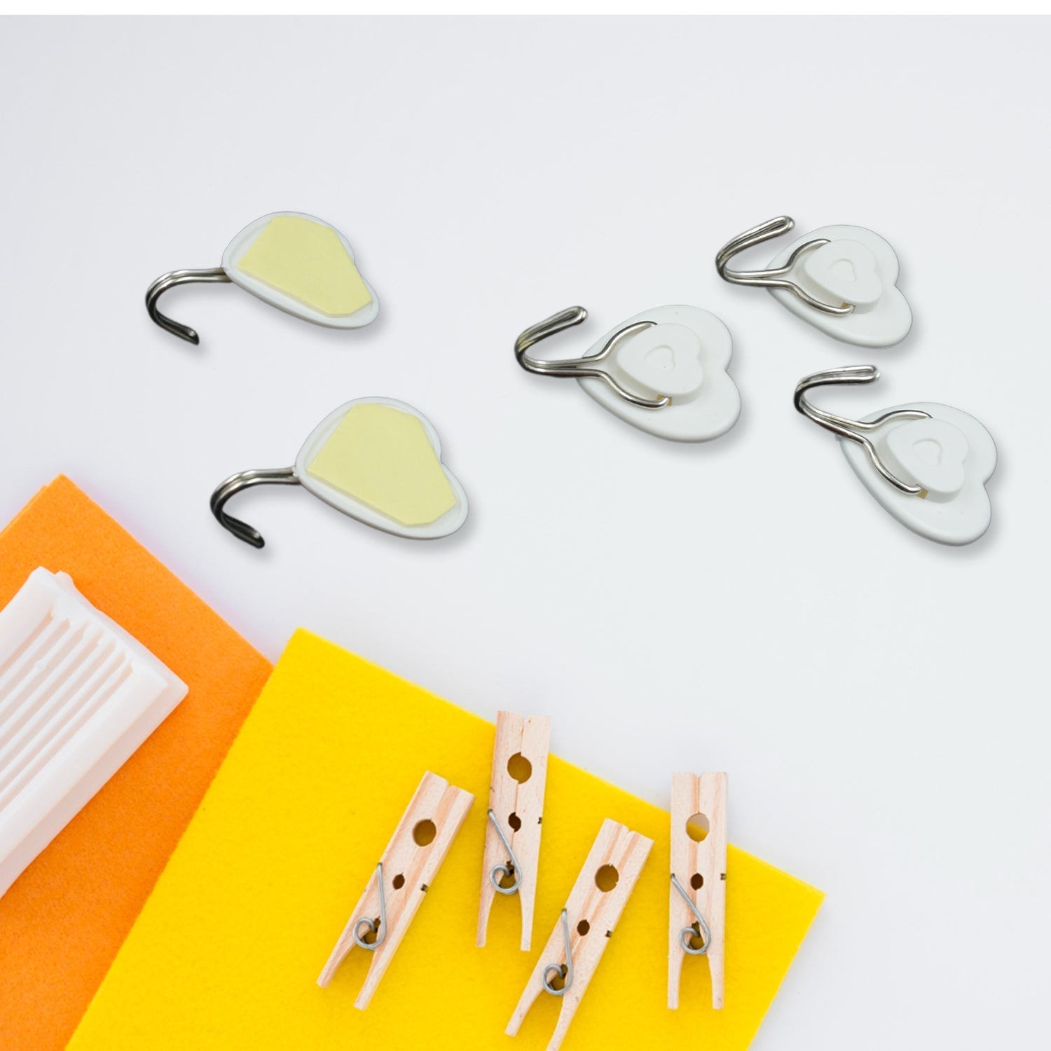 Multipurpose Strong Hook Self-Adhesive hooks for wall Heavy Plastic Hook, Sticky Hook Household For Home , Decorative Hooks, Bathroom & All Type Wall Use Hook , Suitable for Bathroom, Kitchen, Office (5 Pc Set) Your Brand