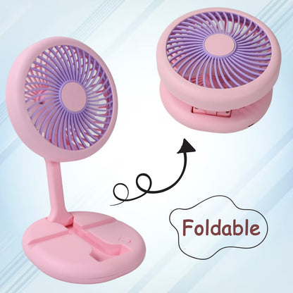 USB Rechargeable Portable Fan With LED Light Heavy Duty & Foldable Fan With Charging Port Home, Outdoor, Temple Your Brand