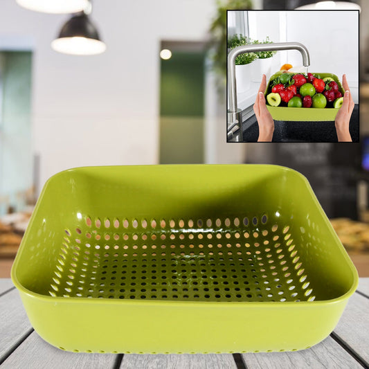 Multipurpose Small Plastic Kitchen Basket, Vegetables and Fruits Washing, Basket (20x17 Cm) Your Brand