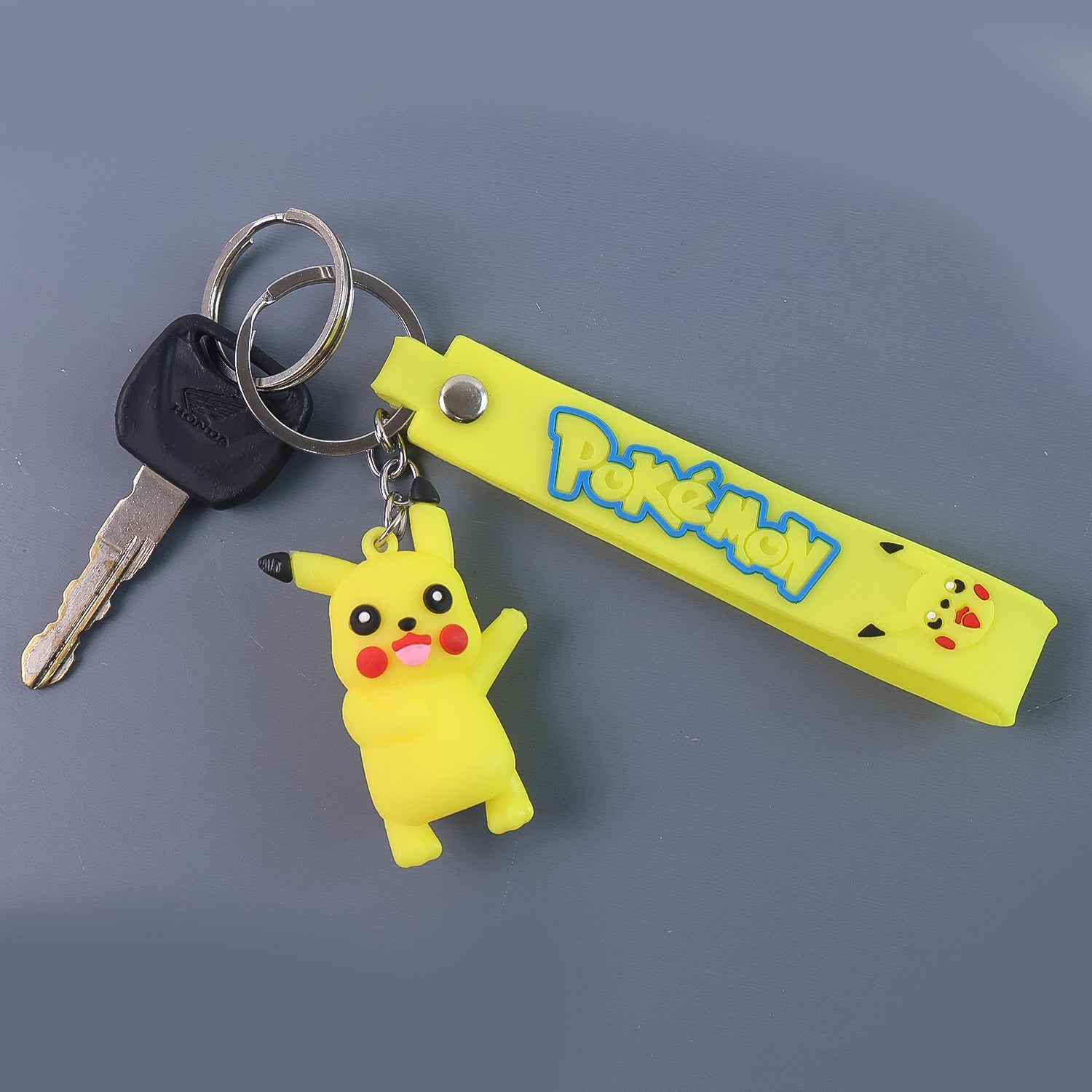 Cute Cartoon Silicone 3D Key Chain with Metal Hook & Strap (Pack of 1) Your Brand