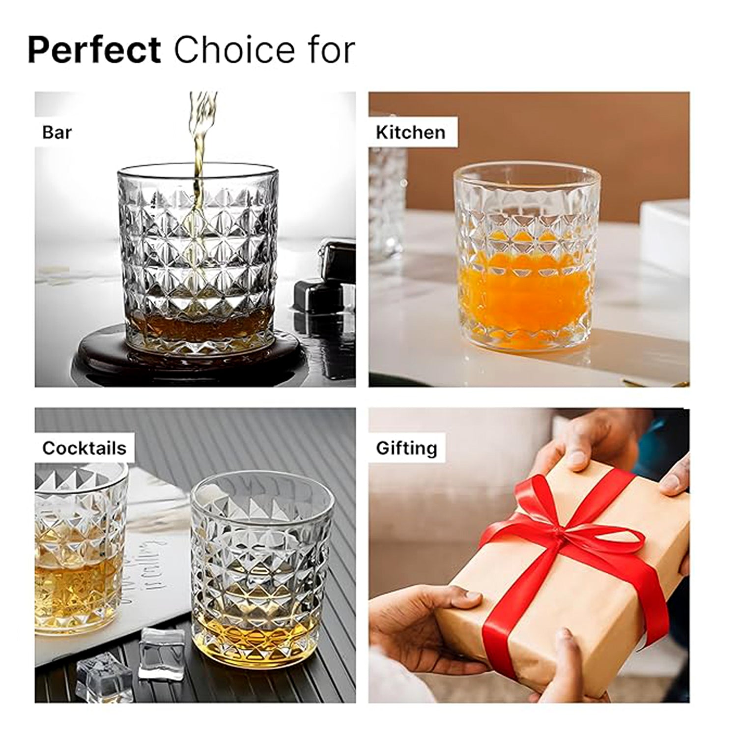 Premium Crystal-Style Glass Tumbler Set (6 Pc / 210 ML) Your Brand