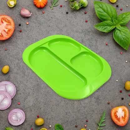 Plastic Food Plates / Biodegradable 3 Compartment Square Plate With Spoon for Food Snacks / Nuts / Desserts Plates for Kids, Reusable Plates for Outdoor, Camping, BPA-free (1 Pc) Your Brand
