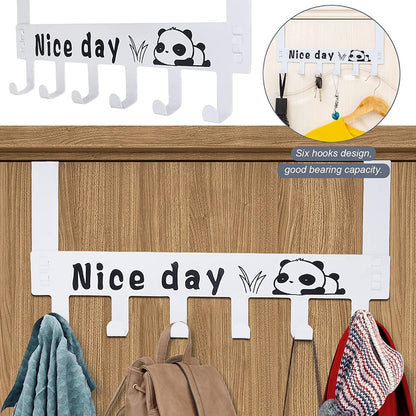 Heavy-Duty Carbon Steel Over Door Hook Rack for Towels & Coats (1 Pc, 6 Hooks) Your Brand