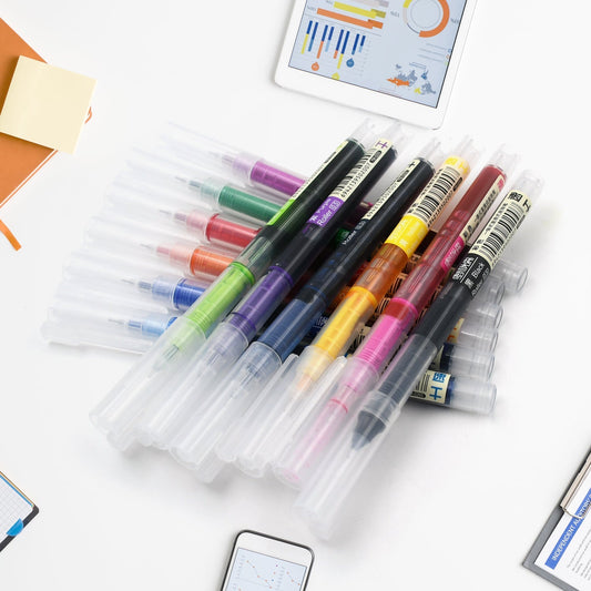 12 Color Rolling Ball Pens, Quick-Drying Ink 0.5 mm Extra Fine Point Roller ball Pens Straight Liquid Gel Ink Pens for Writing, Drawing, Journaling, Taking Notes, School Office Stationery (12 Pcs Set) Your Brand