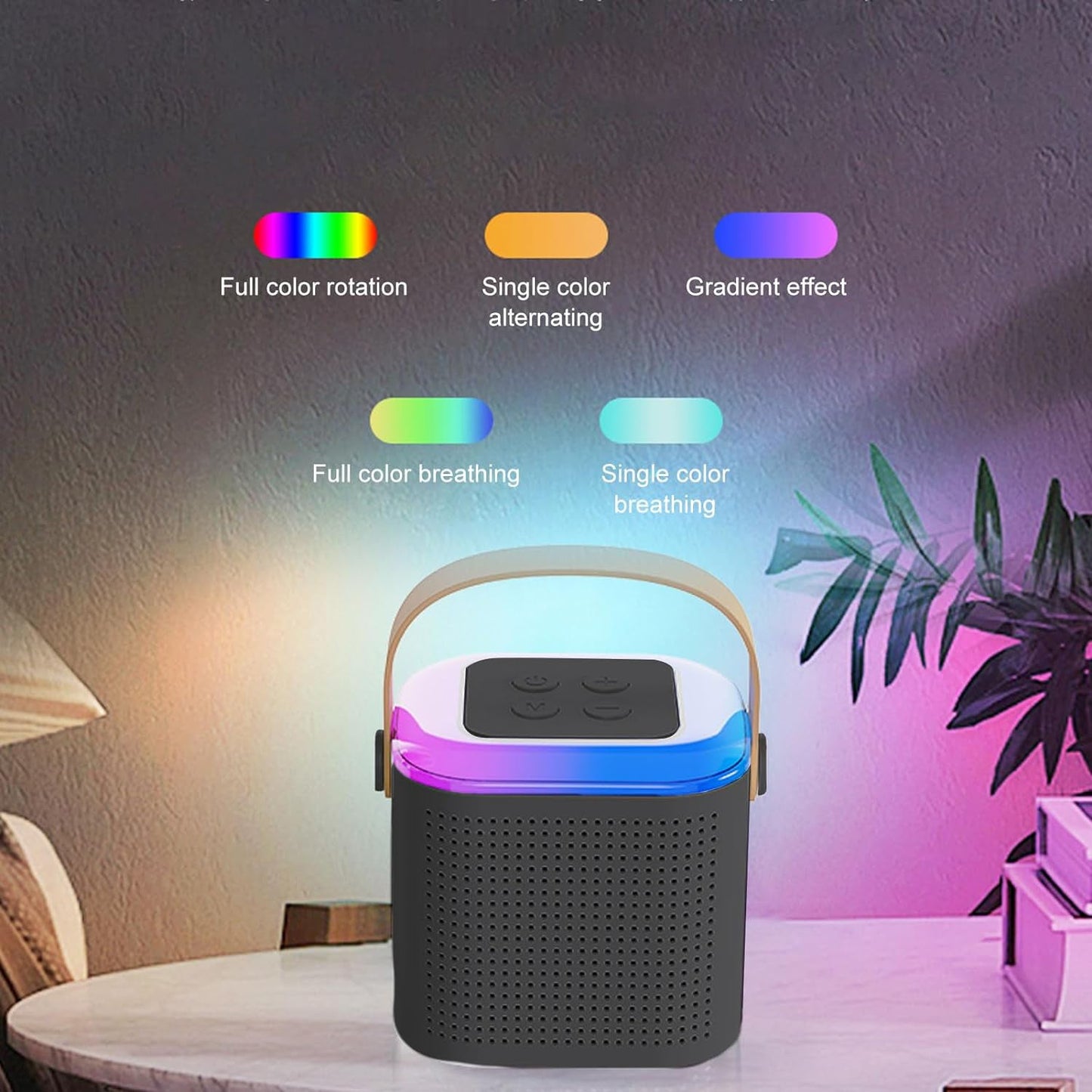 Wireless Speaker Microphone Set, RGB Light Support Memory Card PortableKaraoke Machine Perfect  for Travel TV Your Brand