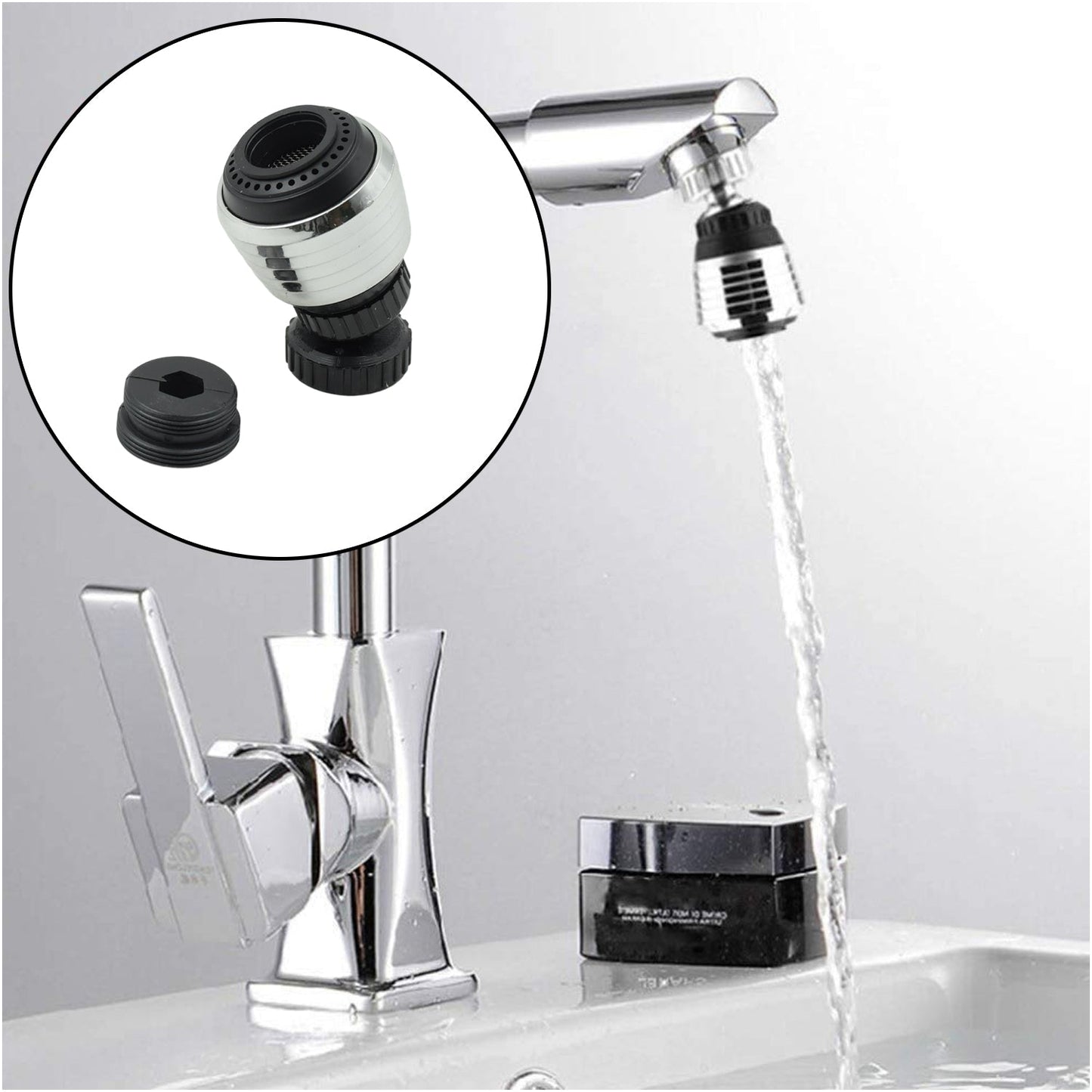 Faucet Bubbler, Faucet Aerator, Water Filter 360° Sink Use for Kitchen, Bathroom, Home Use, High Pressure Power Spray, Plating, for Kitchen Bathroom (1 Pc) Your Brand