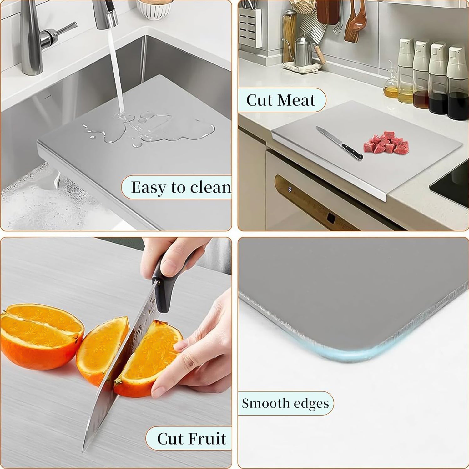 Premium Stainless Steel Anti-Bacterial Chopping Board for Kitchen (1 Pc) Your Brand