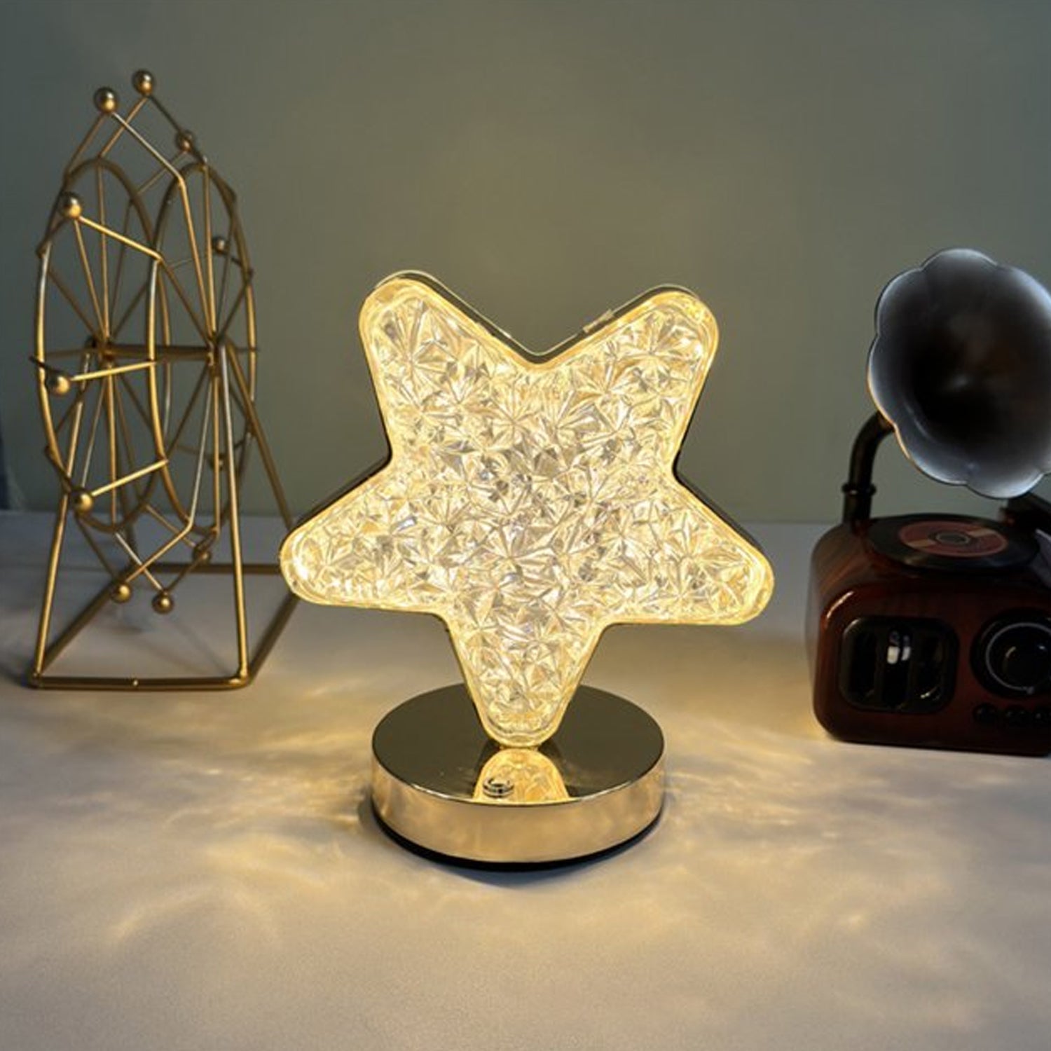Star Crystal Diamond Touch Lamp – USB Rechargeable, 3-Way Dimmable Your Brand