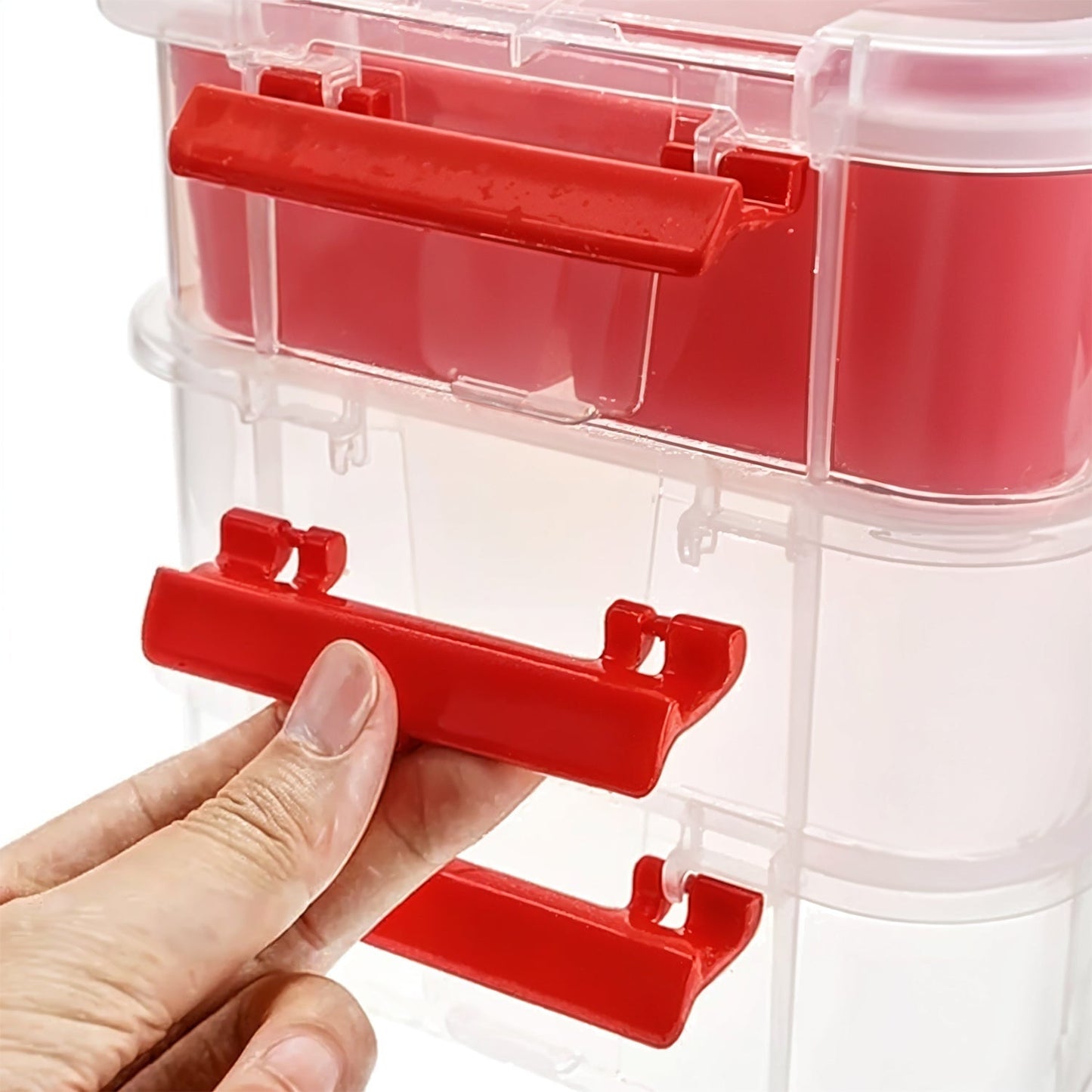 3-Layer Multi-Purpose Transparent Plastic Storage Carry Box with Handle Your Brand