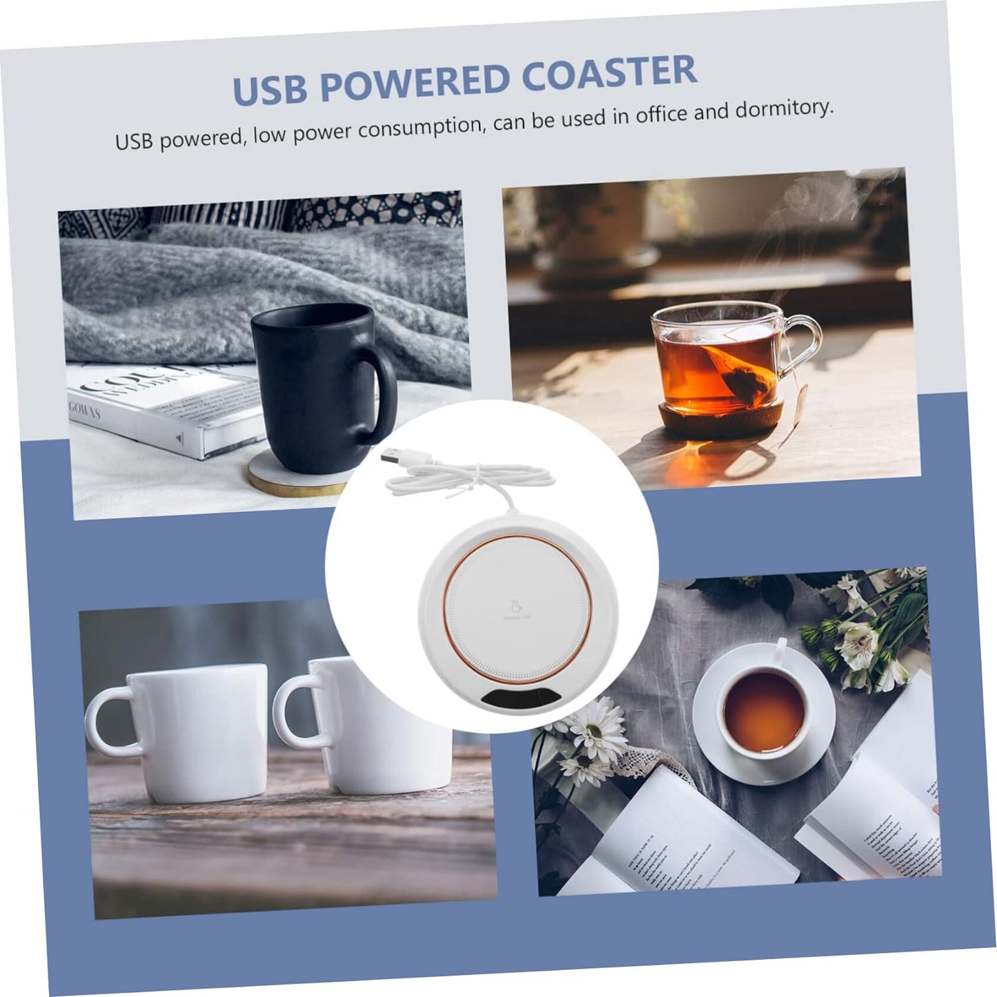 USB Warm Coaster Heated Coffee Mug Portable Office Desk Portable Cup, Heater Coffee Mug Warmer Electric Cup Warmer (1 Pc) Your Brand