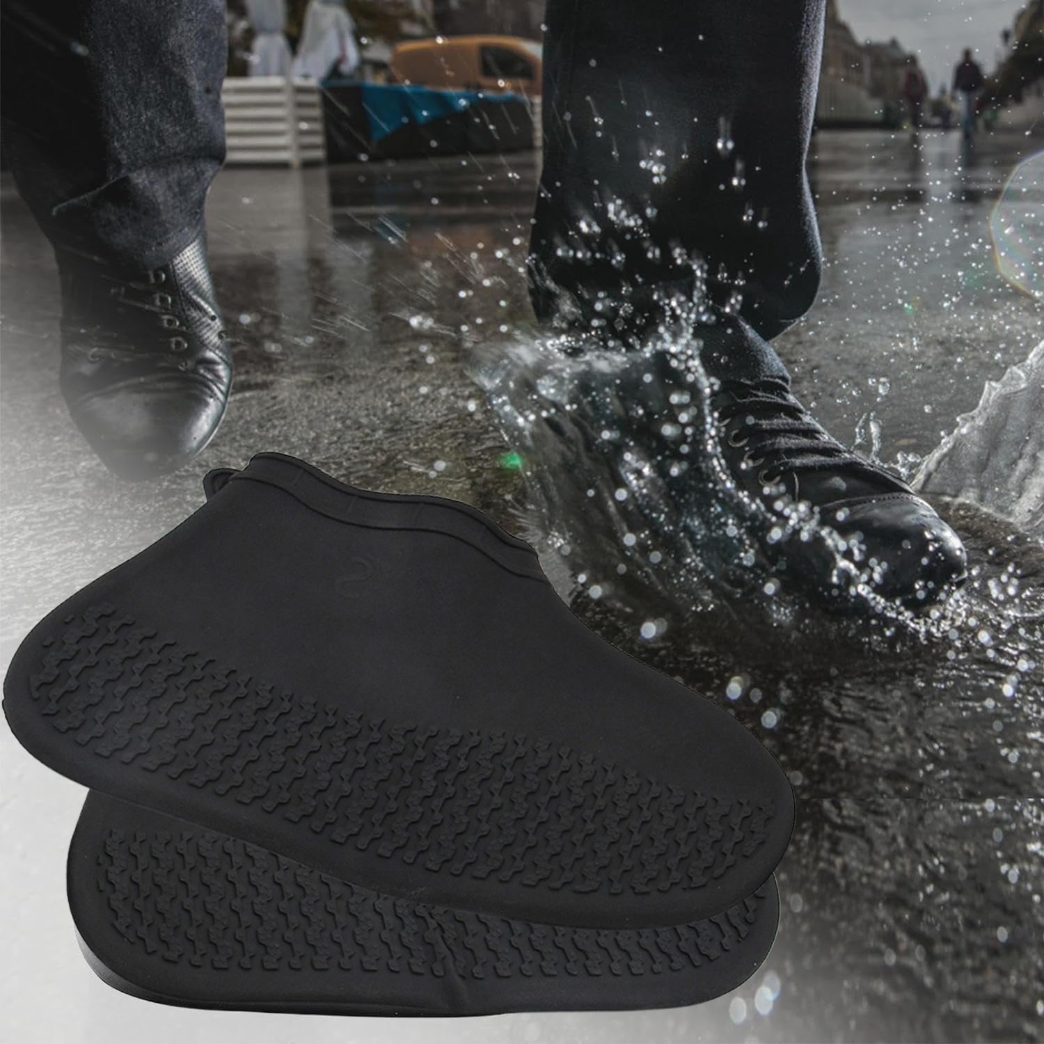 Non-Slip Silicone Rain Reusable Anti skid Waterproof Fordable Boot Shoe Cover (Small Size / 1 Pair / Mix Color) Your Brand
