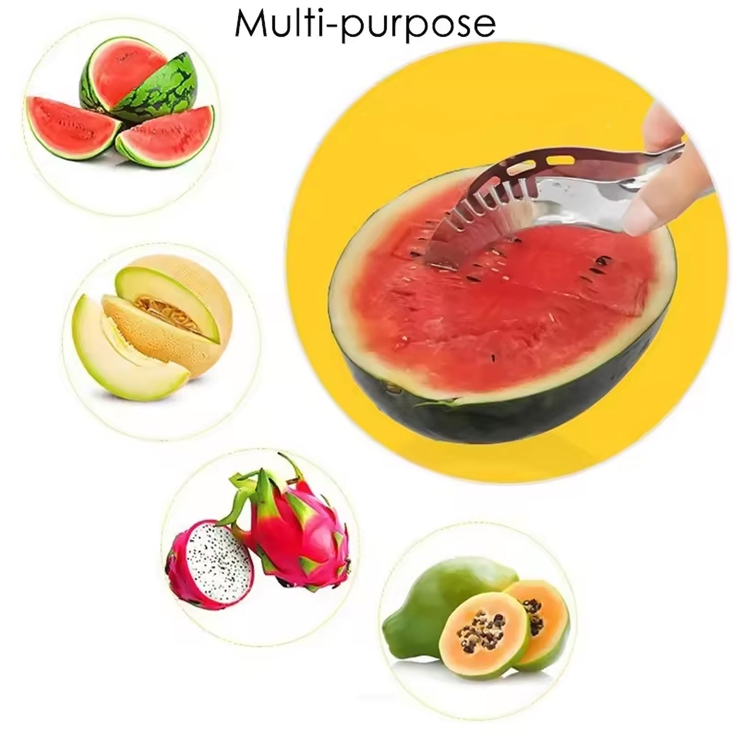 3in1 Stainless Steel Watermelon Cantaloupe Slicer Knife, Corer Fruit, Vegetable Tools Kitchen (1 Pc) Your Brand