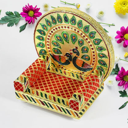 Meenakari Work Laddu Gopal Singhasan  / Sihasan for Pooja Mandir Wooden Krishna Ladoo Bal Gopal Sofa Asan, Home Decorative Premium Look Decorative Singhasan Suitable For Home, Office, Restaurant (2 Pc Set) Your Brand