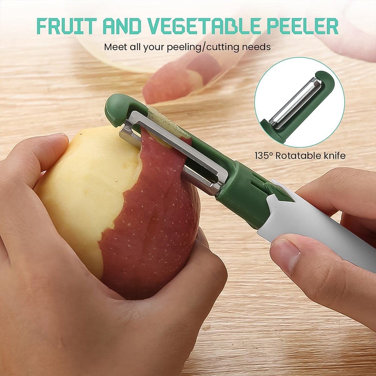 2-in-1 Multifunctional Knife & Sawtooth Peeler for Fruits and Vegetables Your Brand