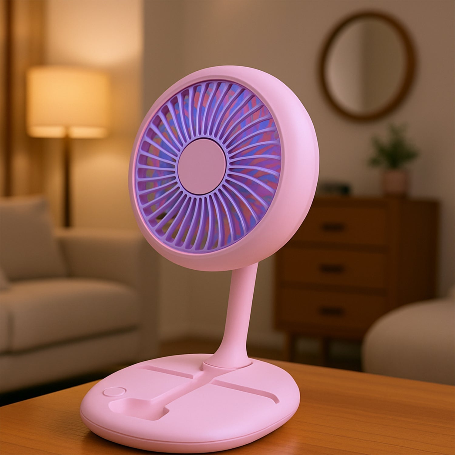 USB Rechargeable Portable Fan With LED Light Heavy Duty & Foldable Fan With Charging Port Home, Outdoor, Temple Your Brand