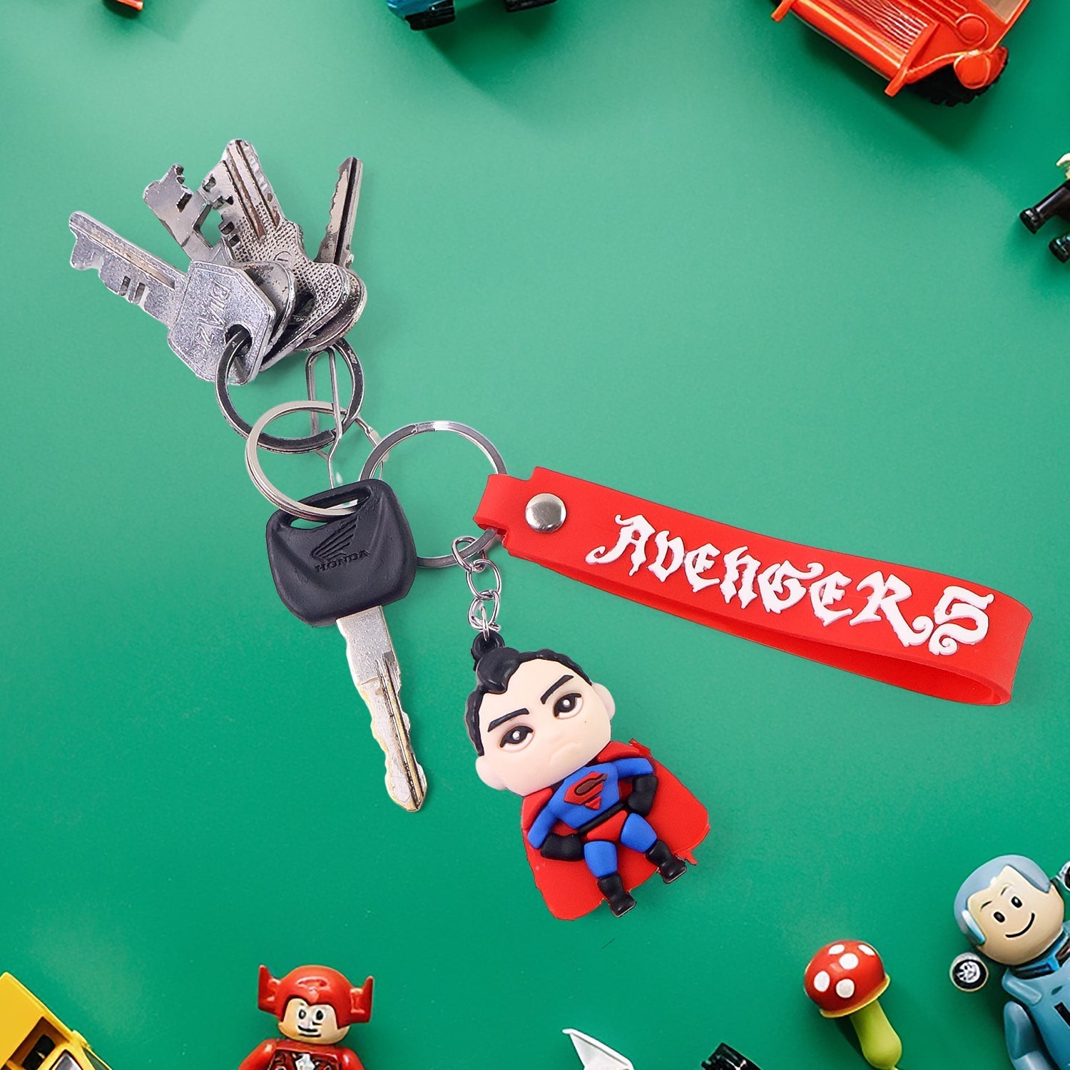 Cute Cartoon Silicone 3D Key Chain with Metal Hook & Strap (Pack of 1) Your Brand