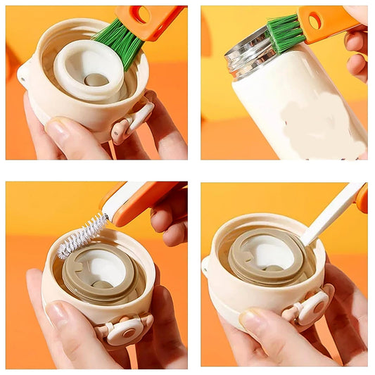 3-in-1 Multifunctional Cleaning Brush Set – Mini Bottle, Cup & Lid Cleaner (1 Pc) Your Brand