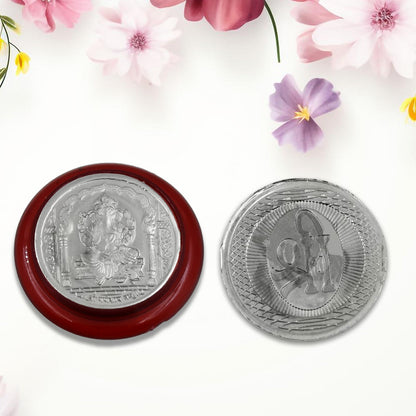 Ganesh Ji, Silver color Coin for Gift & Pooja | Silver Coin | Silver Coin / Diwali Gift (1 Pc / (Metal is not silver) Your Brand