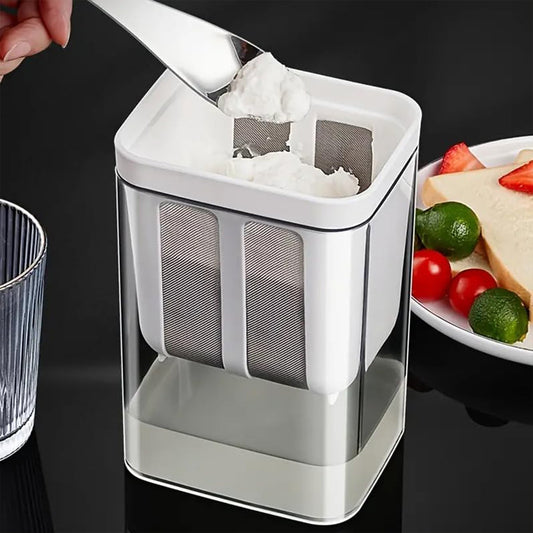 2 in 1 Yogurt Strainer with Storage Box – 1100ml (Plastic + Steel) Your Brand