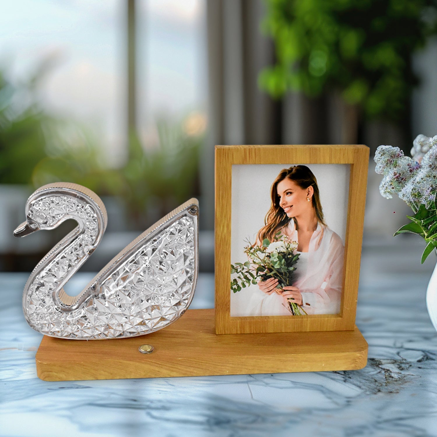 Duck Shape Cystal Led Lamp & Photo Frame Night Lamp | Wedding Gift | love couple Your Brand