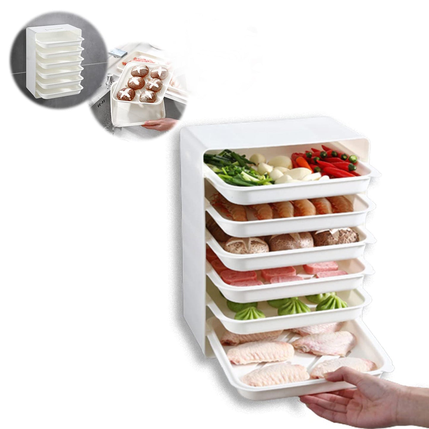 Plastic 6 Layer Wall-Mounted Food Organizer Rack (1 Set) Your Brand