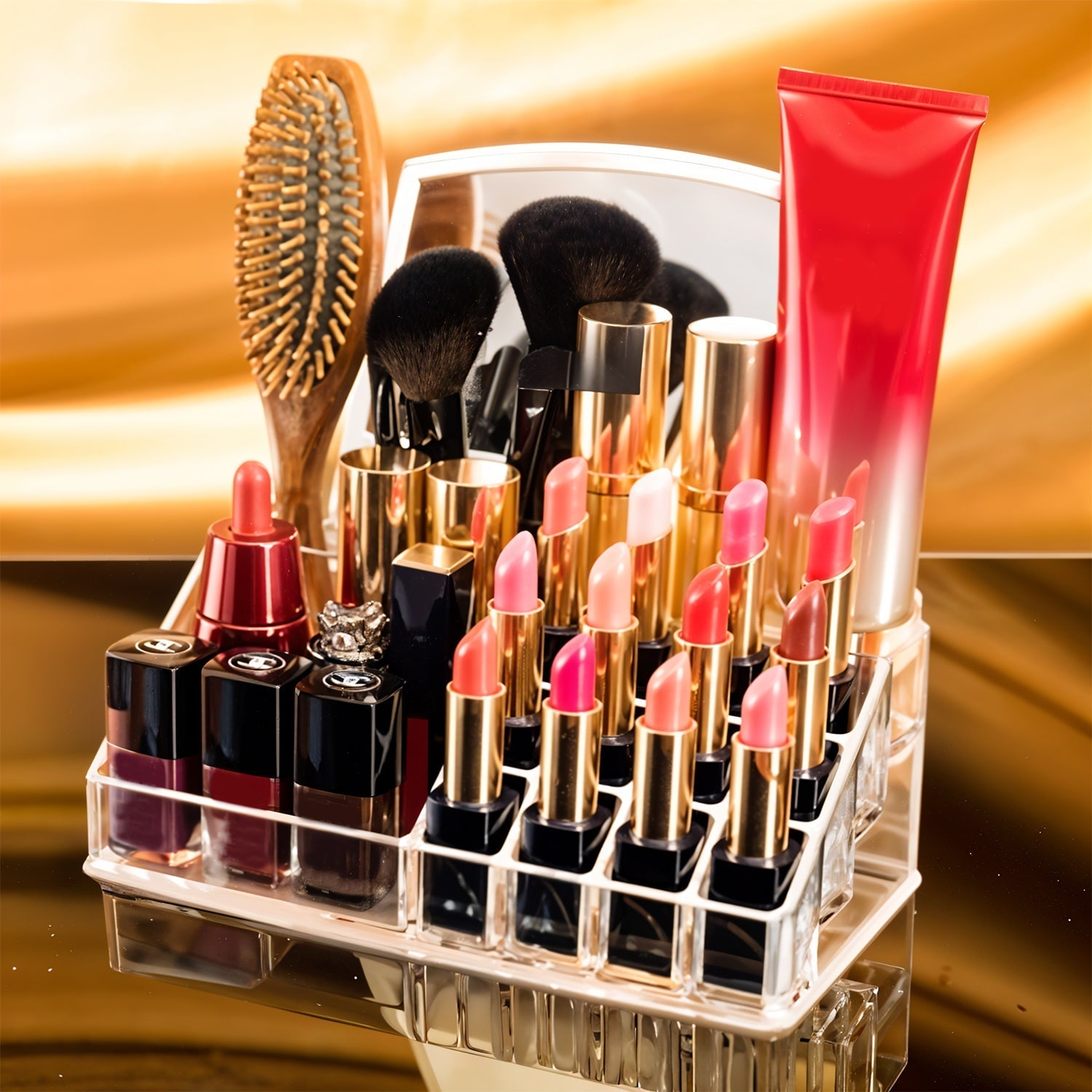 16 Compartment Cosmetic Makeup Jewellery Lipstick Storage Organiser Box, Cosmetic Storage Box Make-up Lipstick Organizer / Lipstick Holder Case  Transparent Your Brand