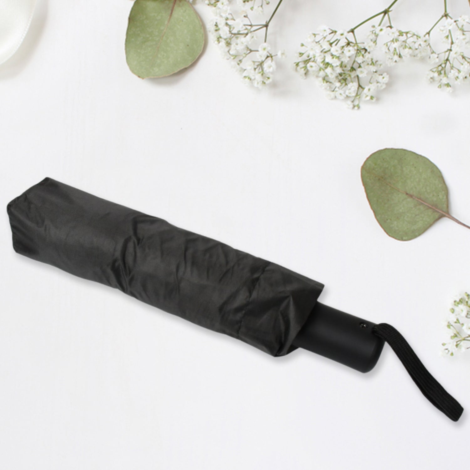 2 Fold Manual Umbrella – Wind, Sun & Rainproof with Steel Shaft & Wrist Strap Your Brand