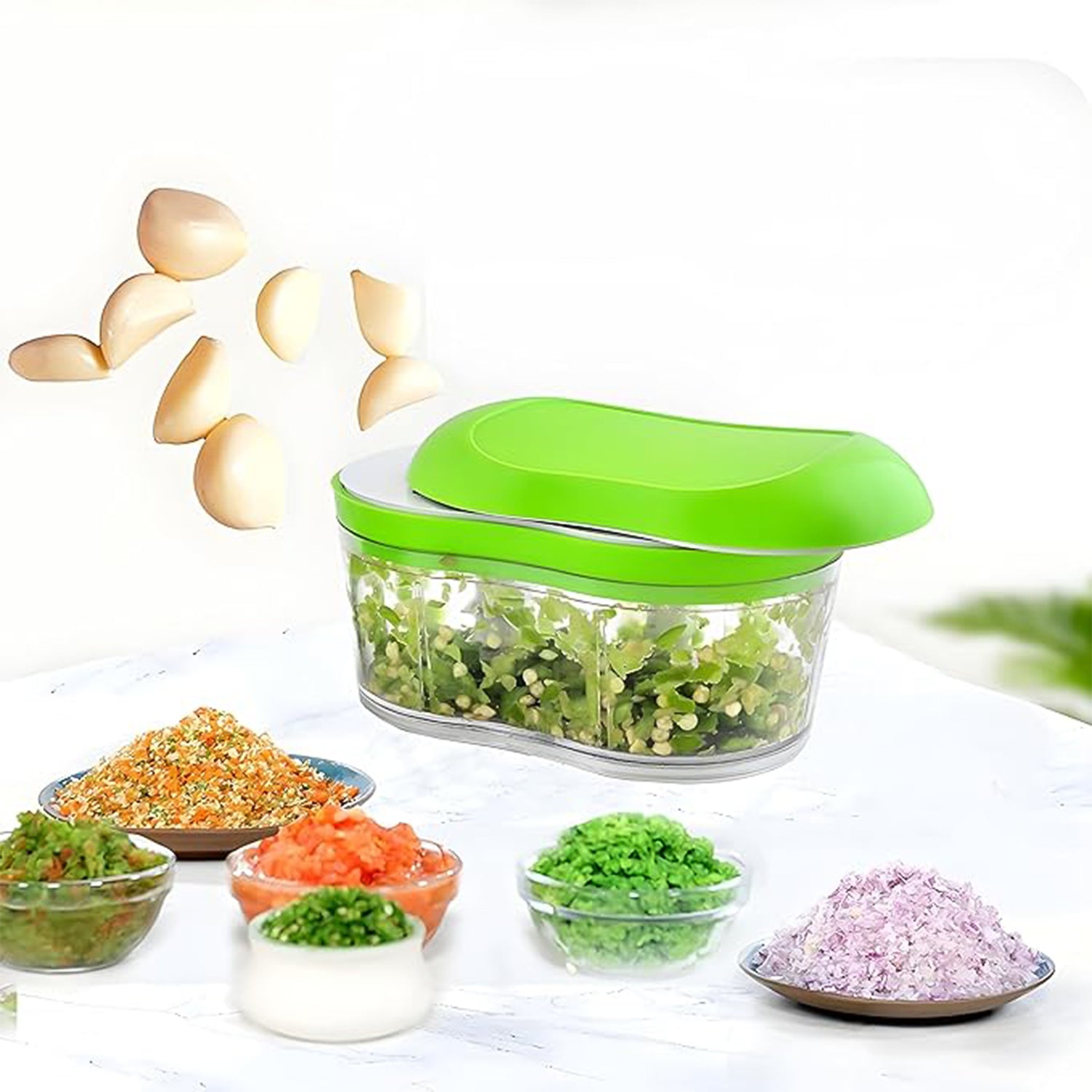 Manual Hand Push Garlic Cutter & Vegetable Chopper (1 pc) Your Brand