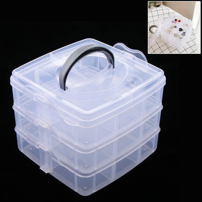 3-Tier 18 Sections Transparent Stackable Adjustable Compartment Slot Plastic Craft Storage Box Your Brand