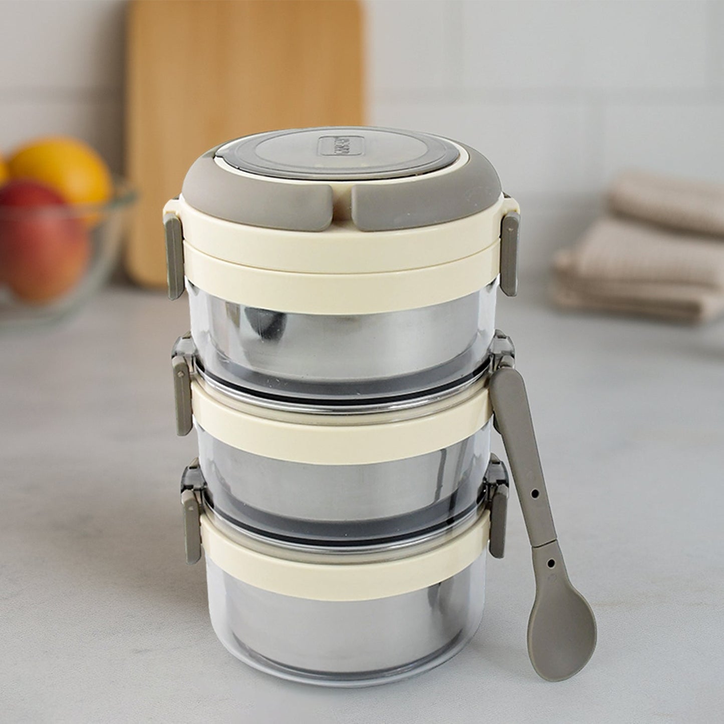Ganesh Steko-3 Triple Layer Stainless Steel Insulated Lunch Box Set Your Brand