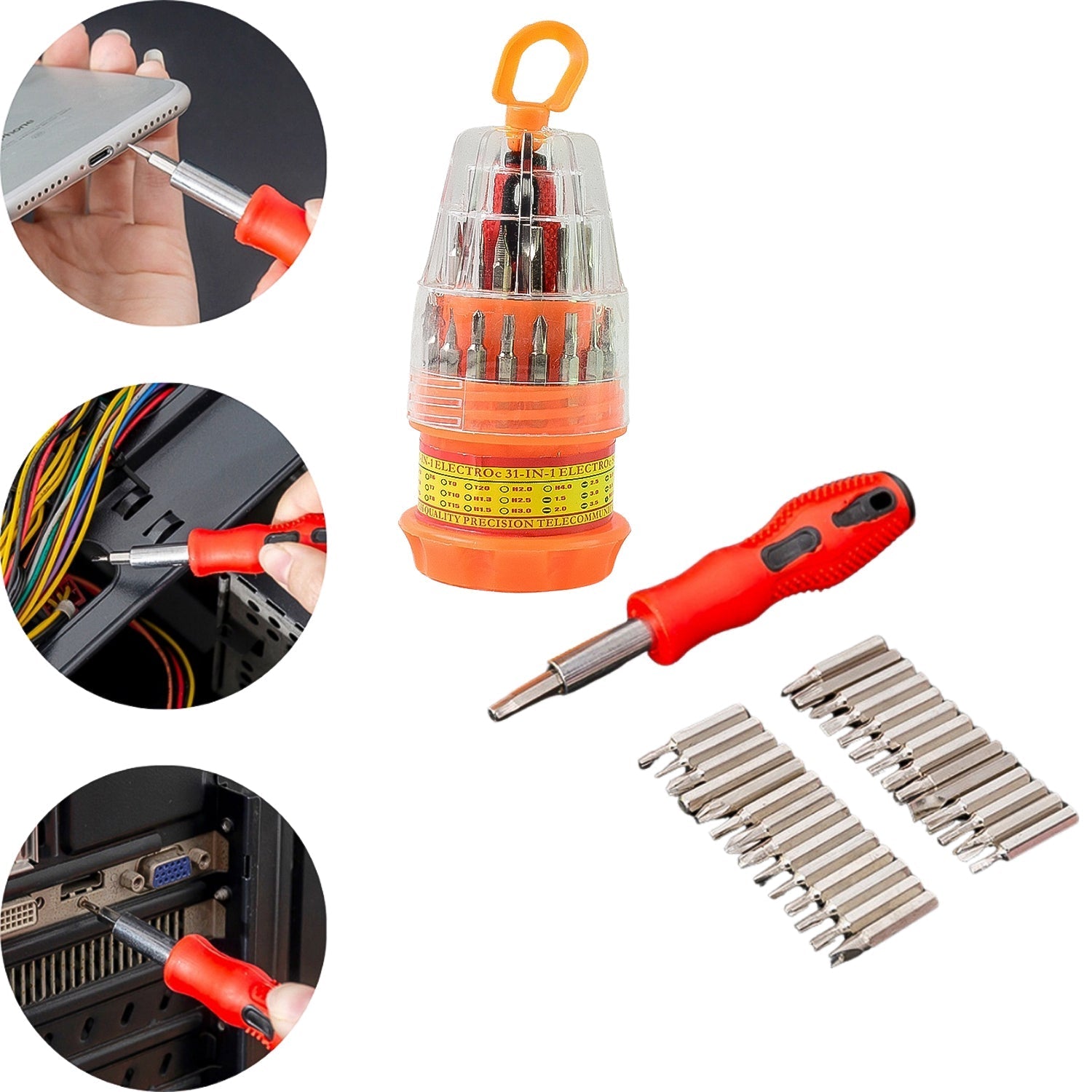(SET OF 4PC) SCREWDRIVER SET, STEEL 31 IN 1 WITH 30 SCREWDRIVER BITS, PROFESSIONAL MAGNETIC DRIVER SET, B Grade Your Brand