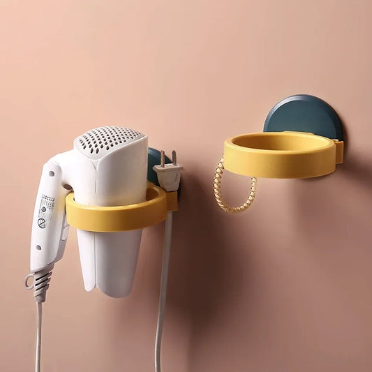 Wall Mount Hair Dryer Holder with Suction Cup, Plastic Wall Bracket for Bathroom, Beauty Salon / Home Use Self Adhesive Hair Dryer Stand Rack (1 Pc) Your Brand