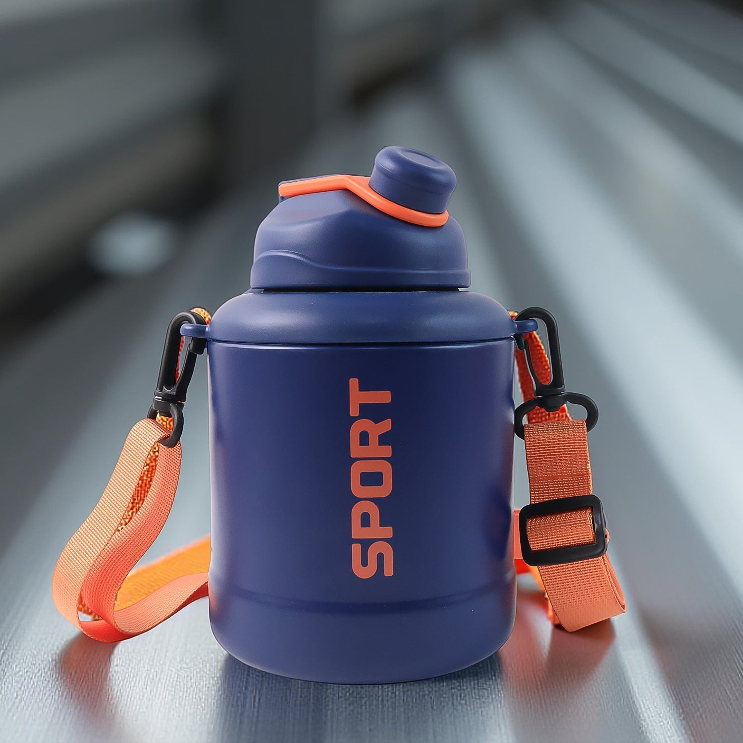 Sports Vacuum Bottle with Shoulder Strap 1 Pc Stylish Mix Design & Size Your Brand